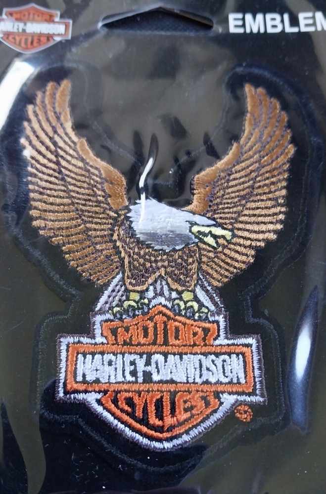 HARLEY DAVIDSON BAR & SHIELD UPWING BROWN EAGLE CLOTH PATCH EMBLEM SEW ON