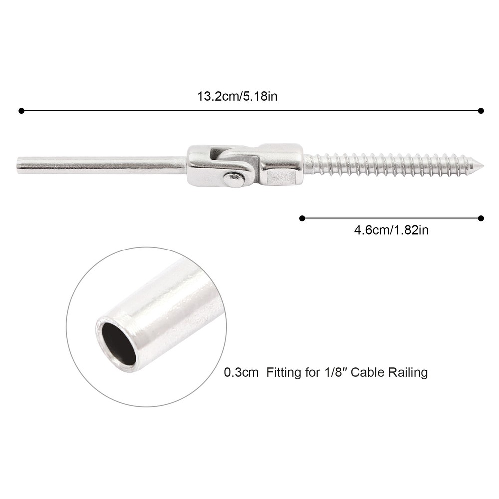 20pcs 180° Adjustable Angle Threaded Stud Tension End Cable Railing Kit NEW