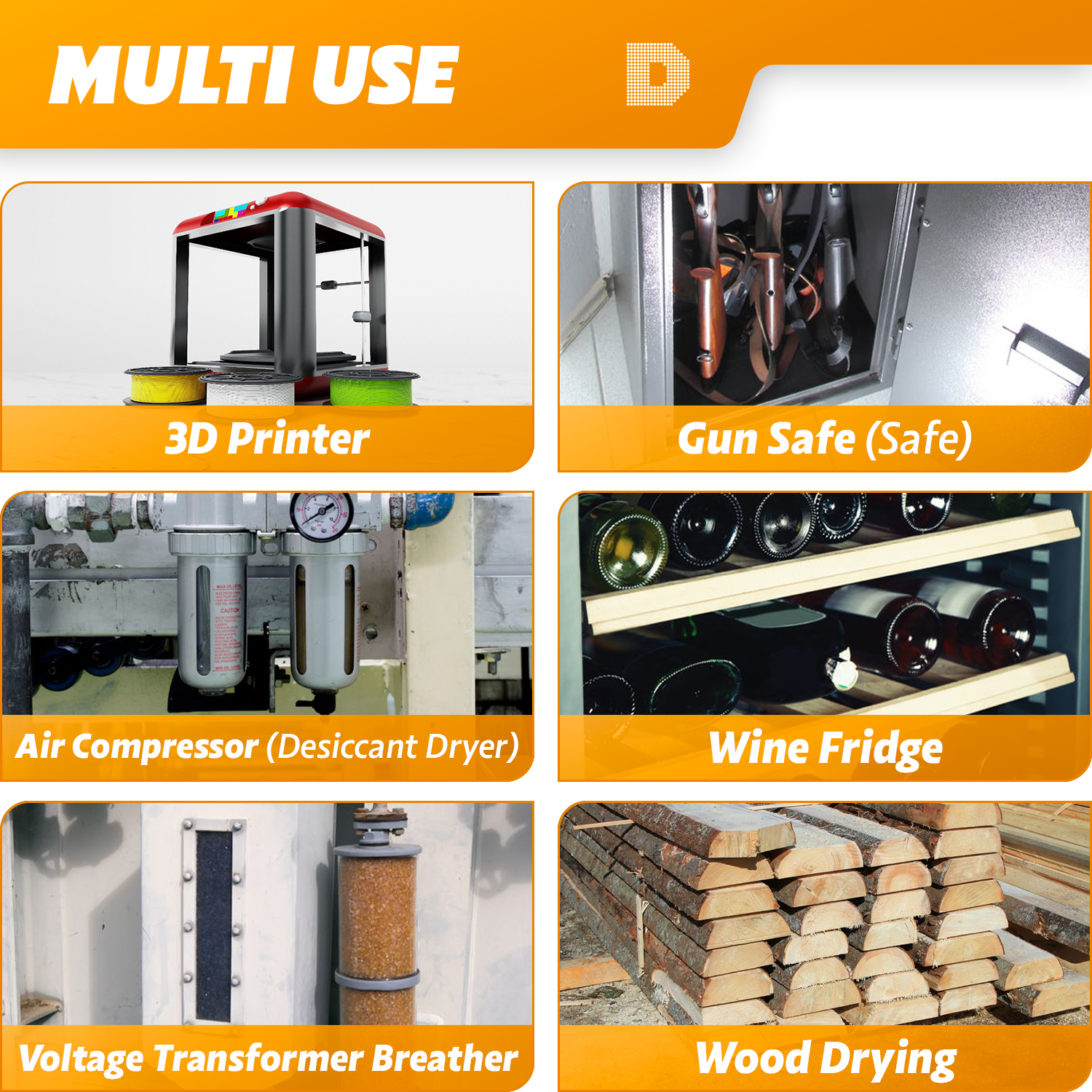 1 Gallon(7.5 LBS) "Dry&Dry" Premium Orange Indicating Silica Gel Desiccant Bead