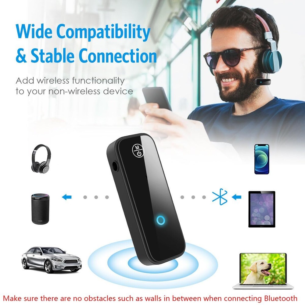 Aux Bluetooth Adapter for Car 2 in 1 with Display Bluetooth 5.0 Receiver