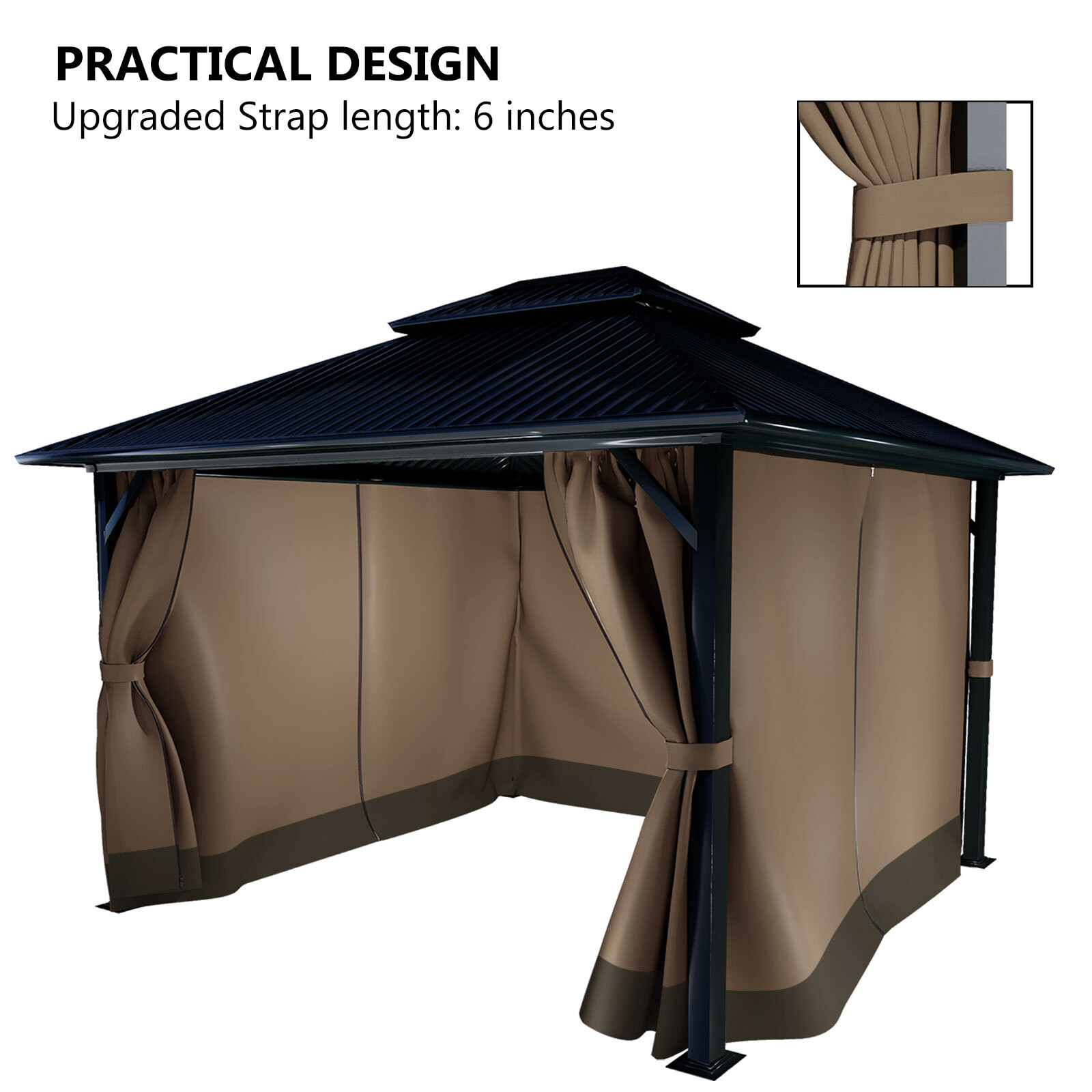 Aoodor Gazebo Curtain Set Protecting Privacy Side Walls 4 Panels (Curtain Only)
