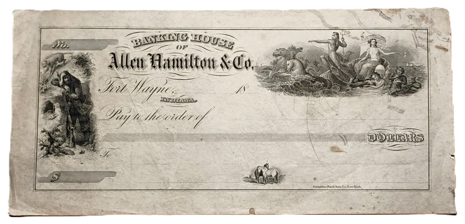 IN FORT WAYNE Indiana Banking House of Allen Hamilton & Co. 1860s-70s remainder