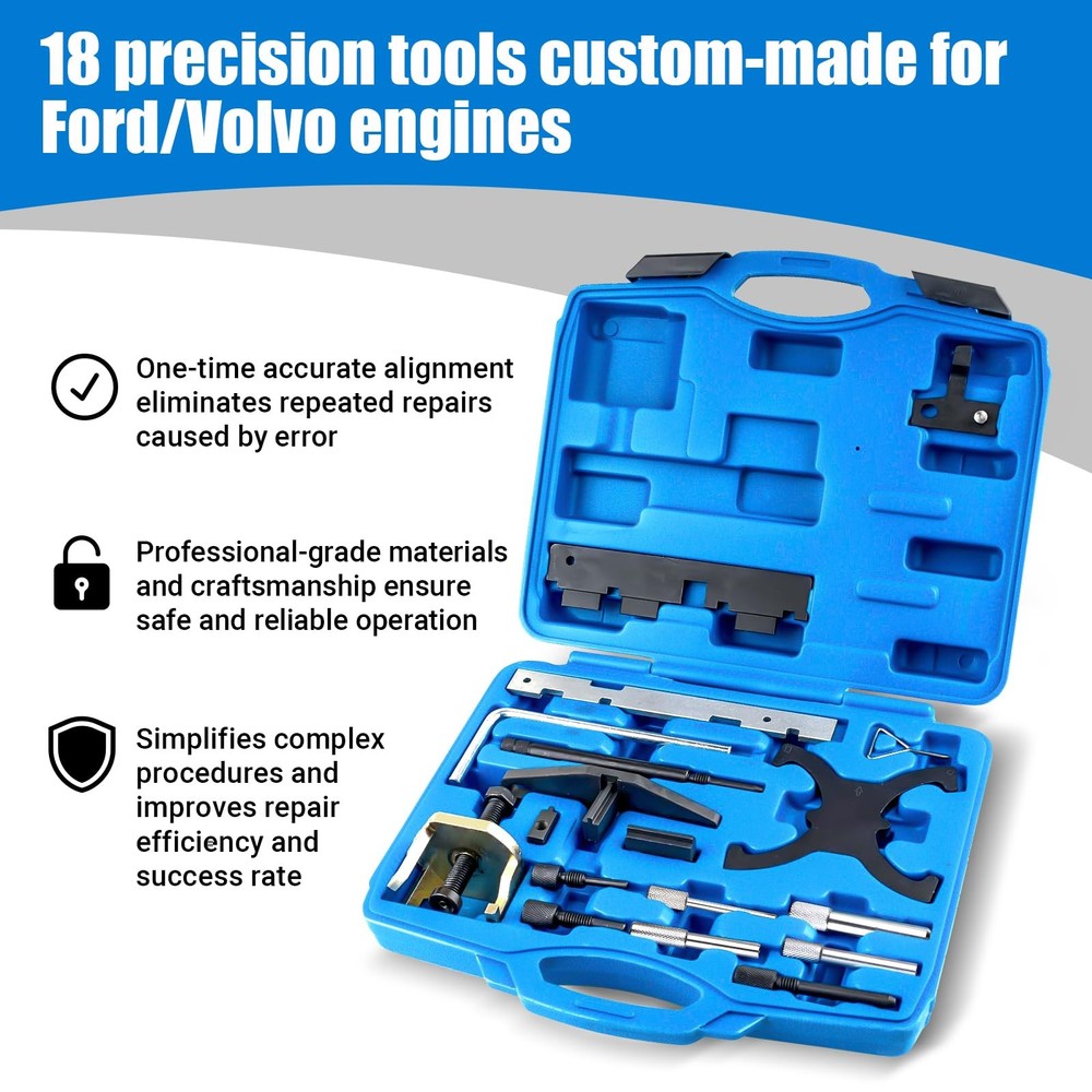 18PCS Engine Timing Tool Kit, Camshaft Locking Set with Flywheel Lock, Blue