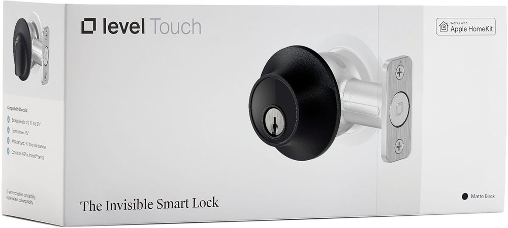 Level Touch Smart Lock – Bluetooth Deadbolt, App & Voice Control –Matte Black