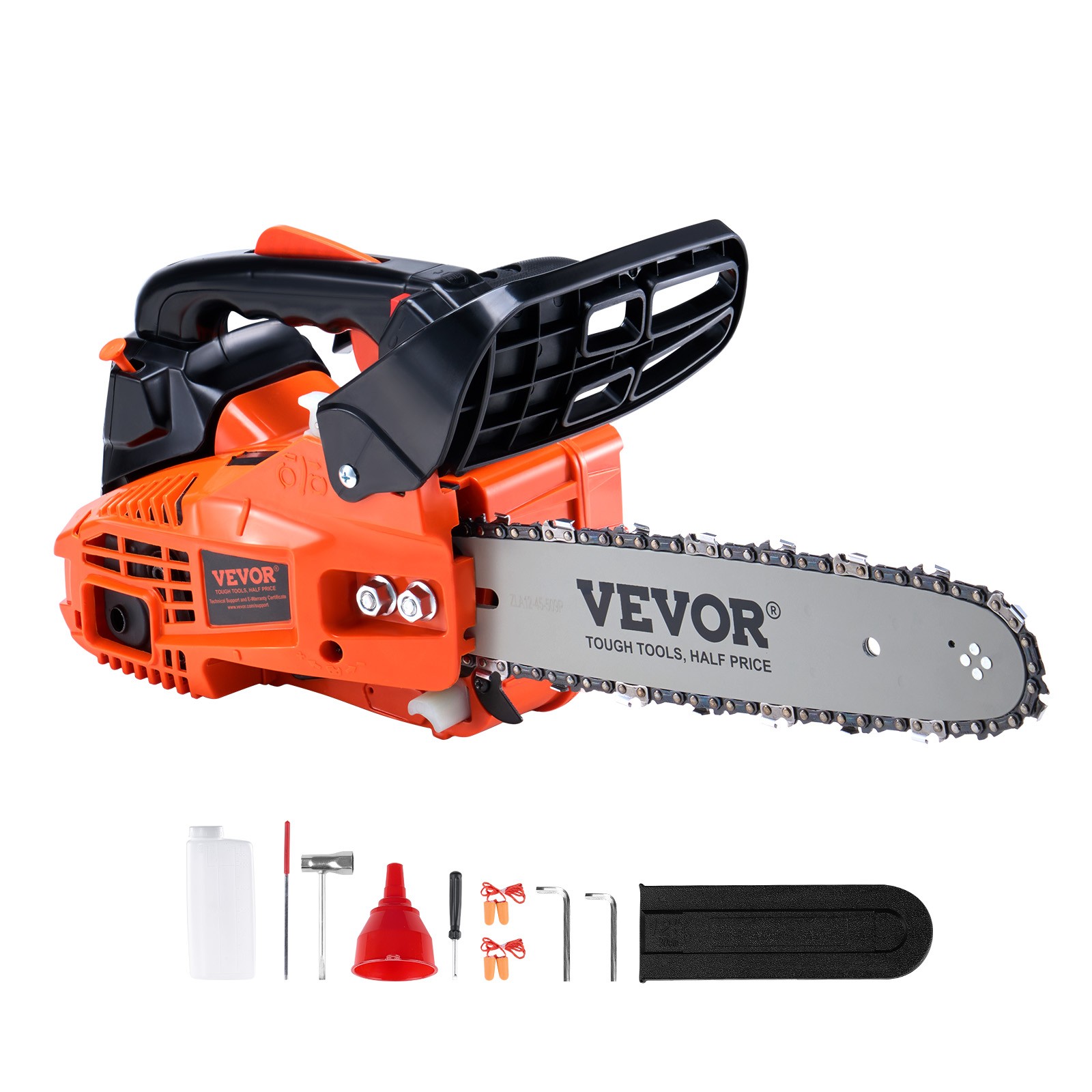 VEVOR 25.4CC 12" Gasoline Chainsaw Powered Wood Cutting Engine Gas Chain Saw
