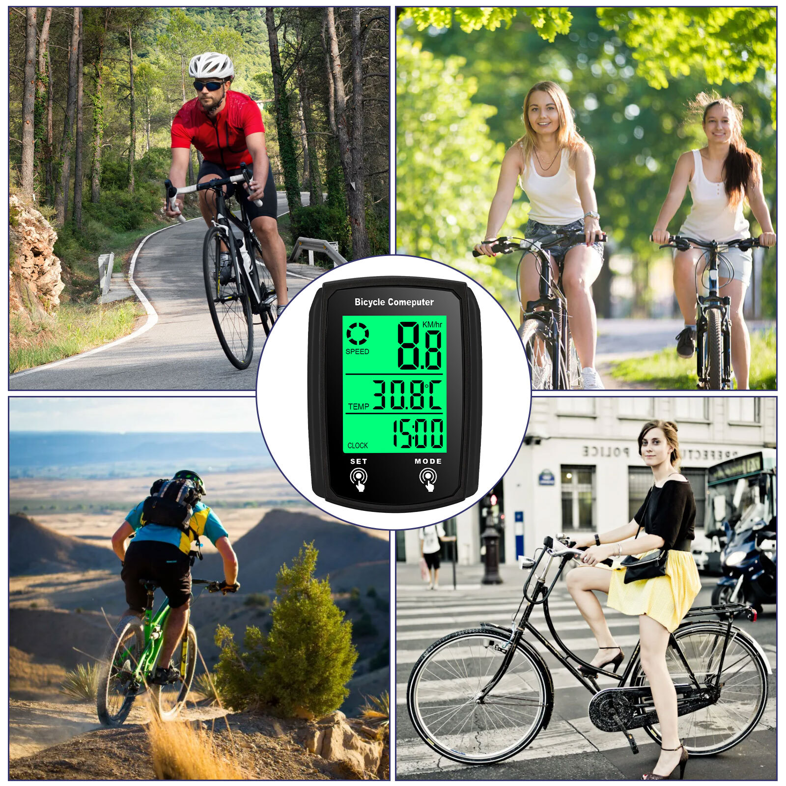 Waterproof Wired LCD Digital Cycle Bike Computer Bicycle Speedometer Odometer US