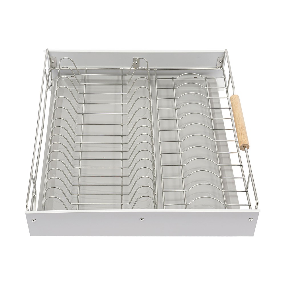 Modern Pull Out Drawer&Bottom-Mounted Slide Out Storage Shelf Silver, White New