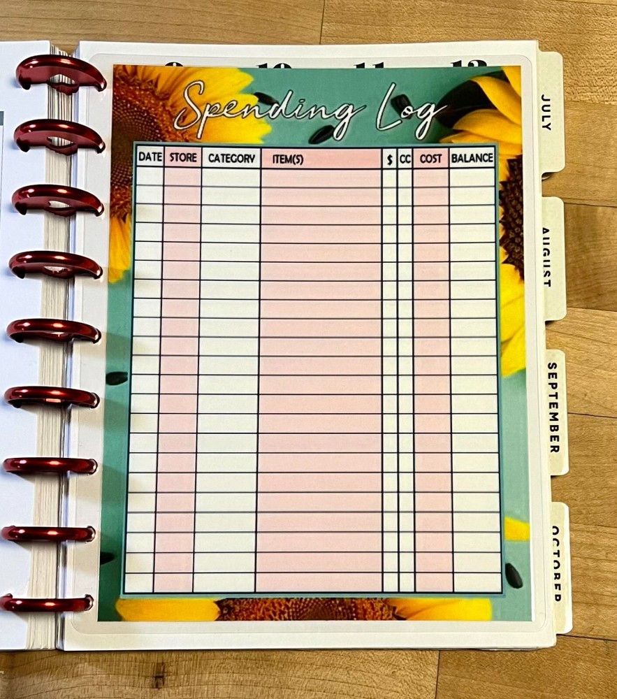 Spending Log Dashboard Insert for use with a Classic HAPPY Planner-