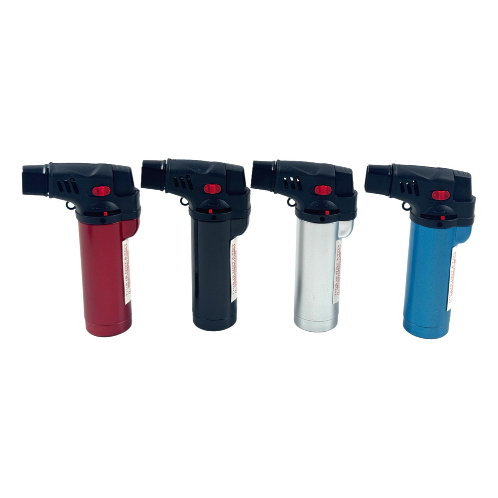 4 Pack Jumbo 4" Jet Flame Double Torch Refillable Lockable Windproof metalcolor