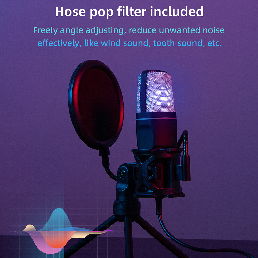 Desktop Condenser Microphone Mic Kit Broadcasting Studio Recording for PC Laptop