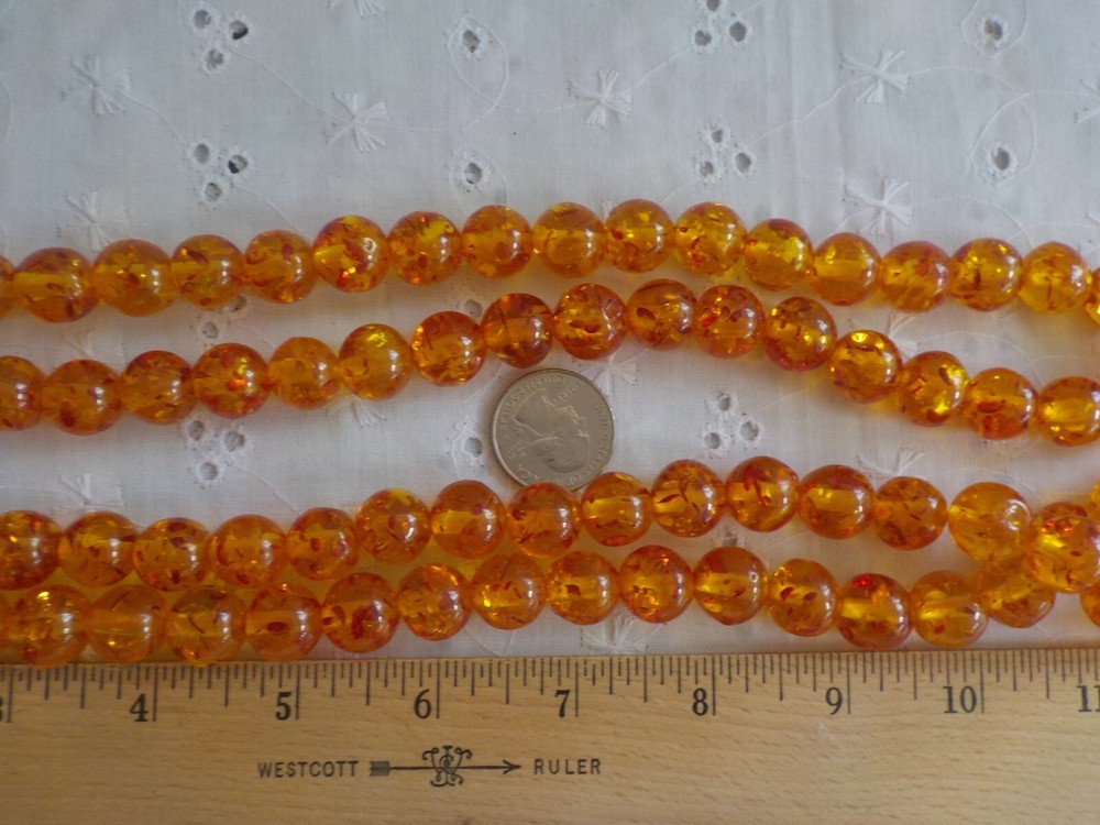 Faux Plastic Amber Bead Long Prayer Beads Confetti