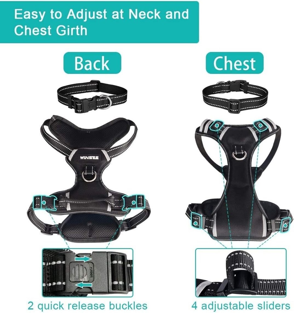 Reflective Adjustable Dog Harness with Sturdy Handle - Comfortable and Secure