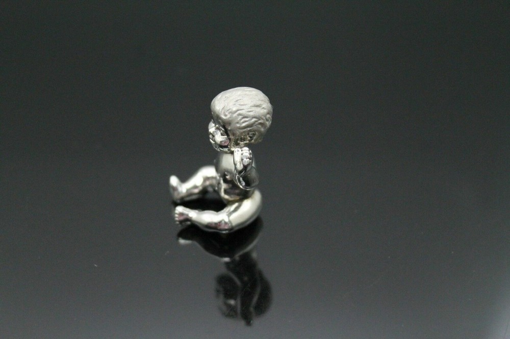 HAPPY BABY FIGURINE MINIATURE SOLID STERLING SILVER