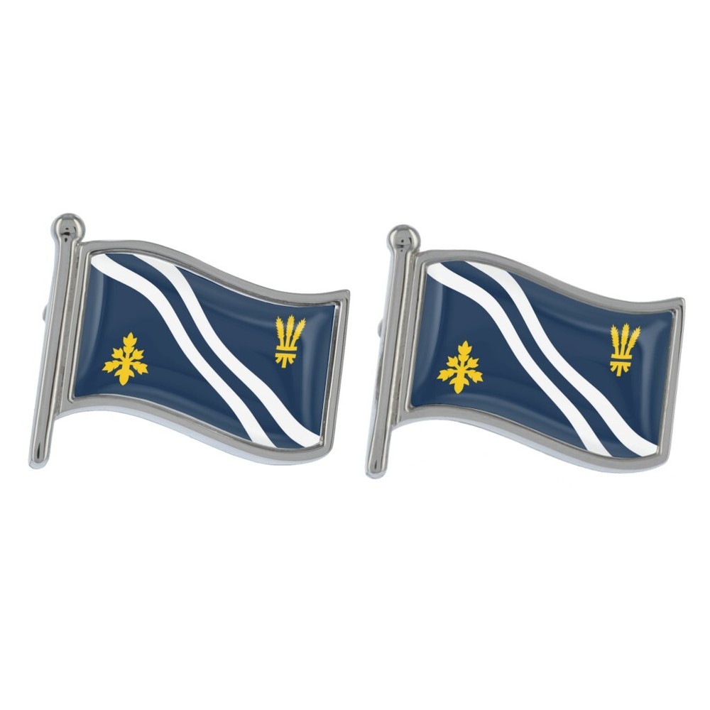 Oxford Wave Flag Silver Cufflinks in Gift Box