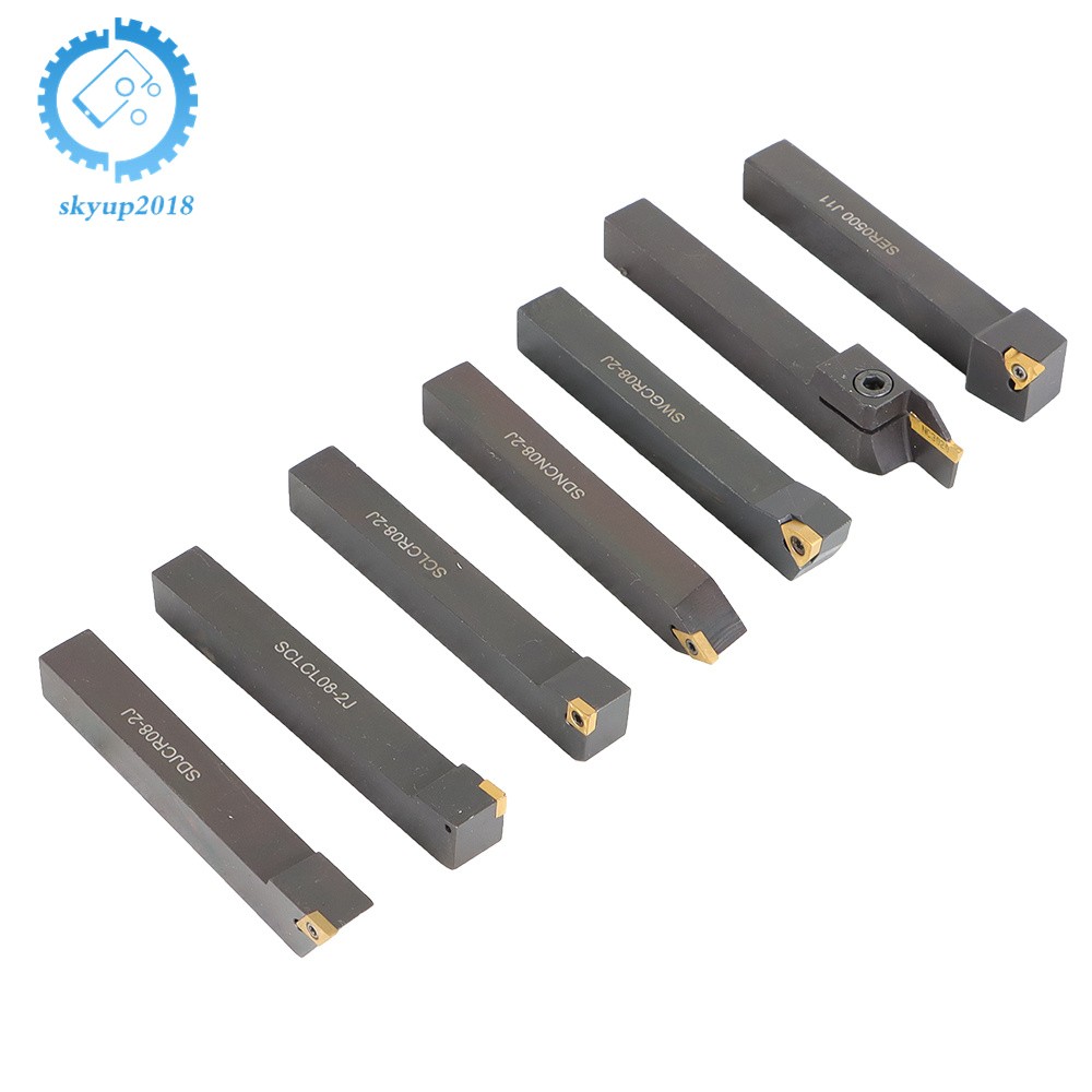 1/2" Lathe Turning Tools+Indexable Carbide Inserts 7Pcs With Storage Box New
