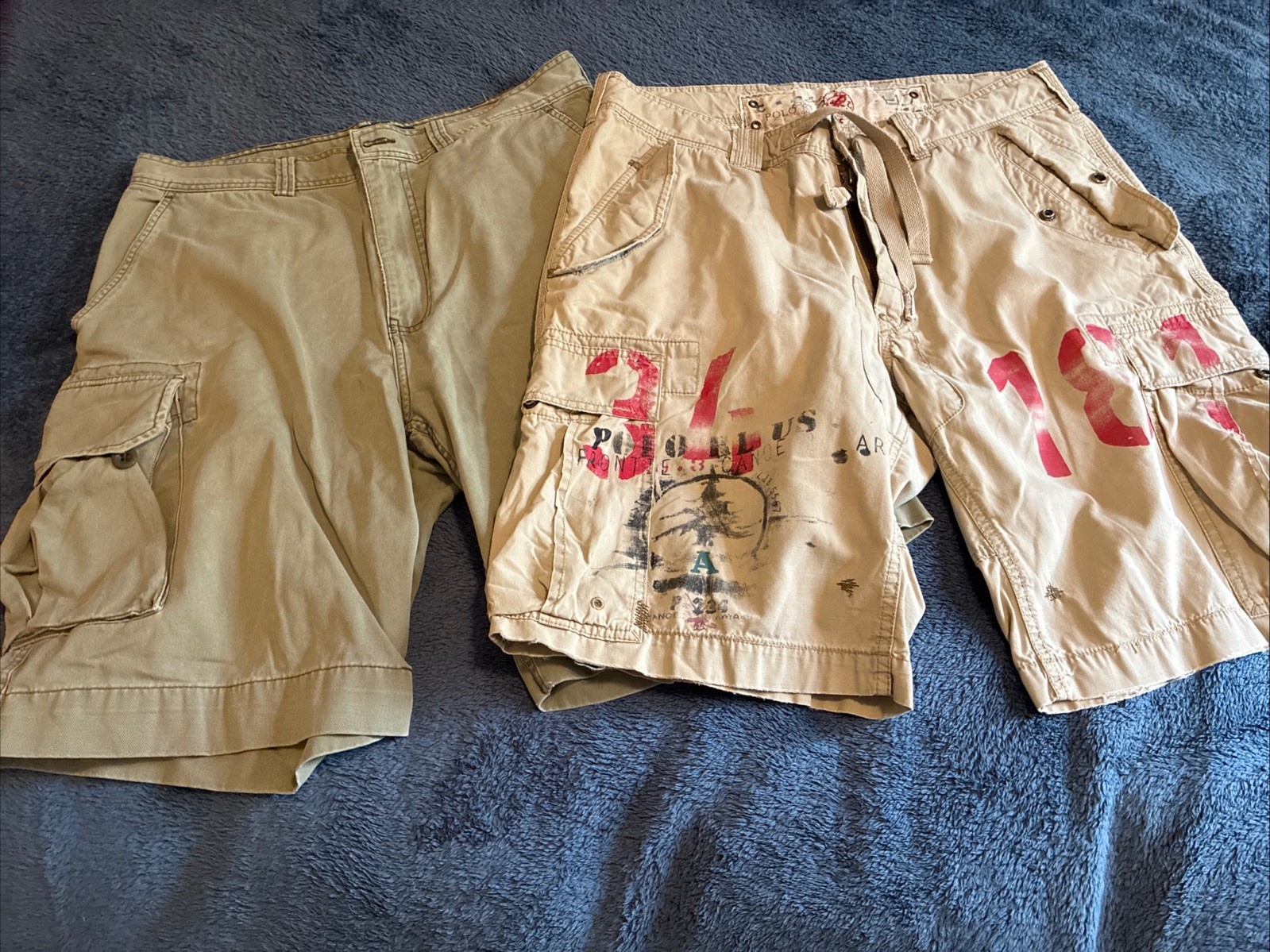 Lot Of 2 Polo Ralph Lauren Cargo Shorts Men's  34 Chino Brown Pockets Zip Fly