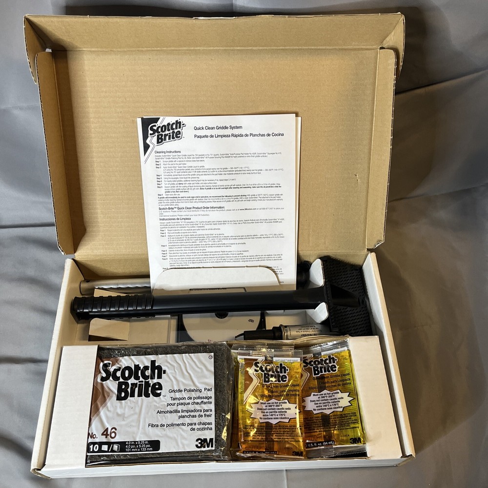 3M Scotch Brite 710 Quick Clean Cleaning Griddle System Starter Kit - Large Set