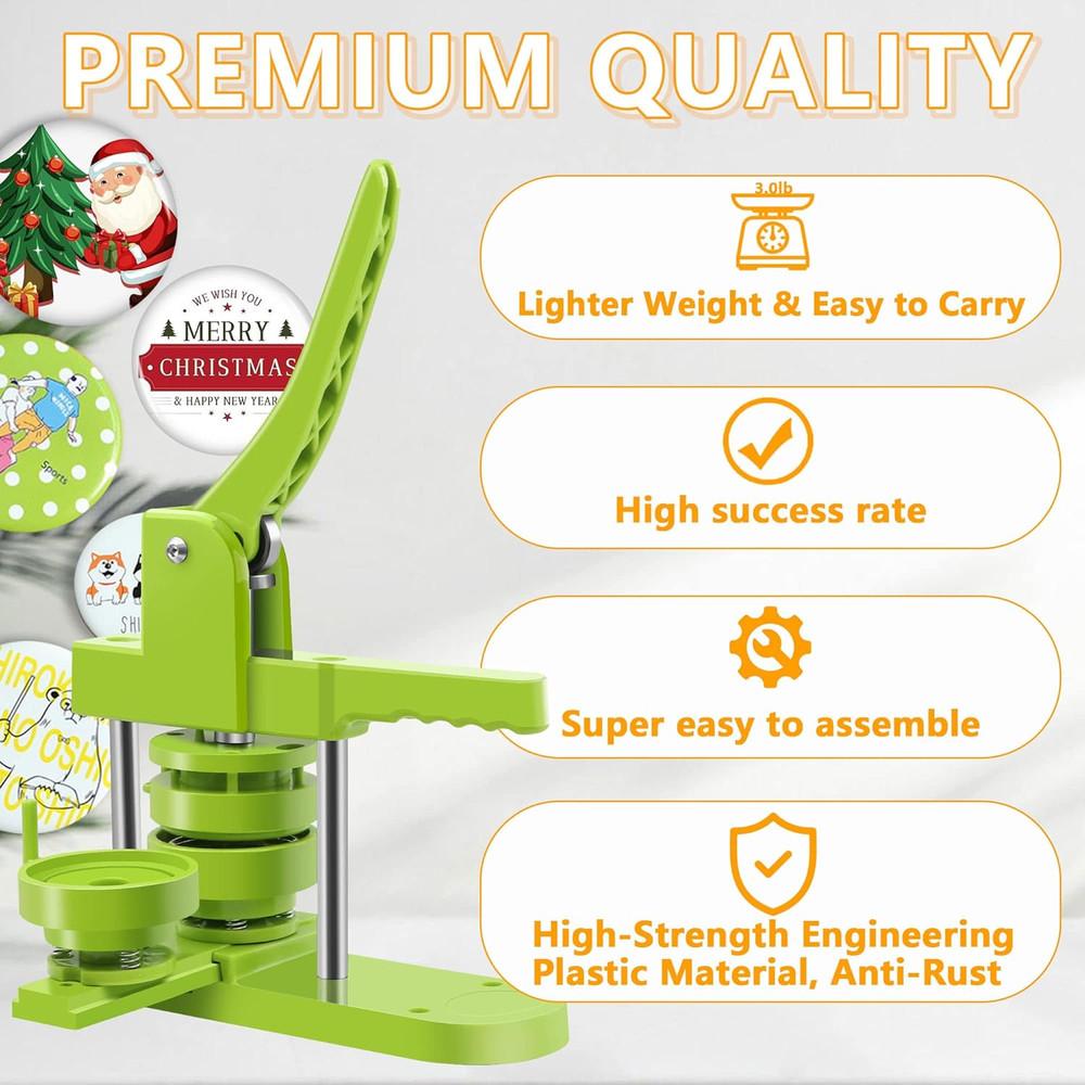 Button Maker Machine - Multiple Sizes 1.25In+2.25In, Kit for DIY Gifts, Button P