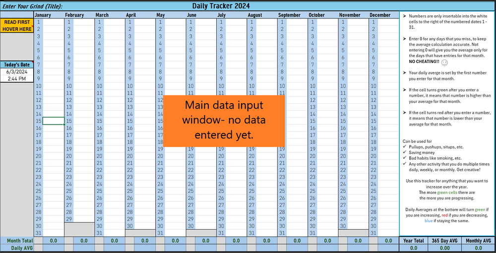 Daily Tracker Dynamic Excel Spreadsheet Total Progress Activity Exercise Digital