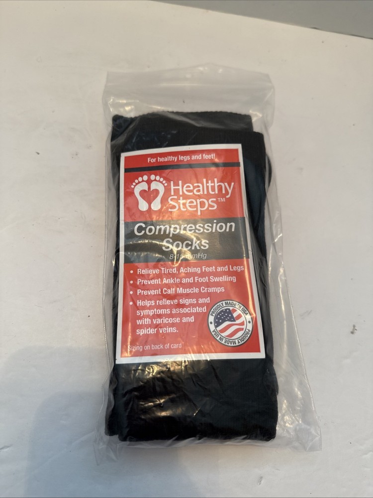 Healthy Steps Compression Socks 8-15mmHg Black Extra Large