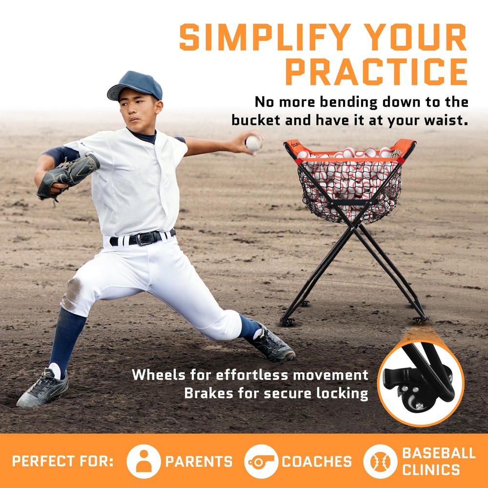 Baseball Softball Portable Batting Practice Ball Caddy, Use During Training and