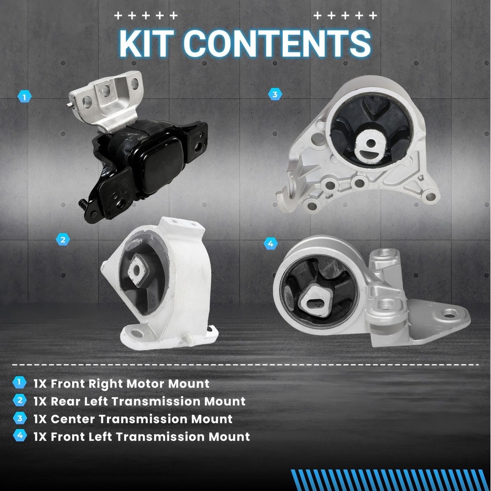 Engine Motor Mount and Transmission Mount Kit Compatible with 2001-2003 Chryl...