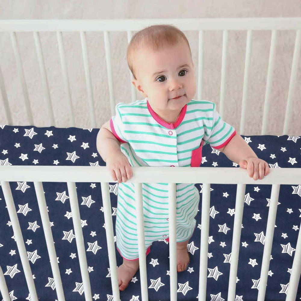 Pack and Play Sheets Boys, 4 Pack Mini Crib Sheets, Stretchy Pack and Play