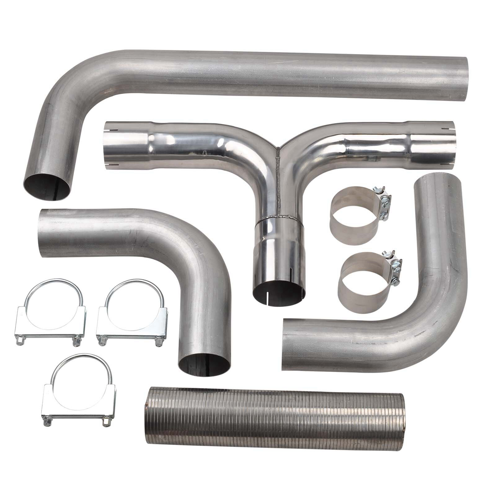 4''/5''Dual Smoker Diesel Exhaust Stack T Pipe+2X 4"/5''In 7''/ 8"Out Stack Tips