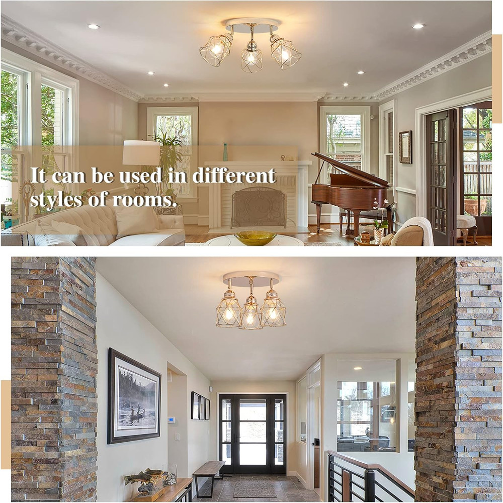 Kitchen Light Fixtures Ceiling Mount, 3-Lights Multi-Directional Ceiling Lamp