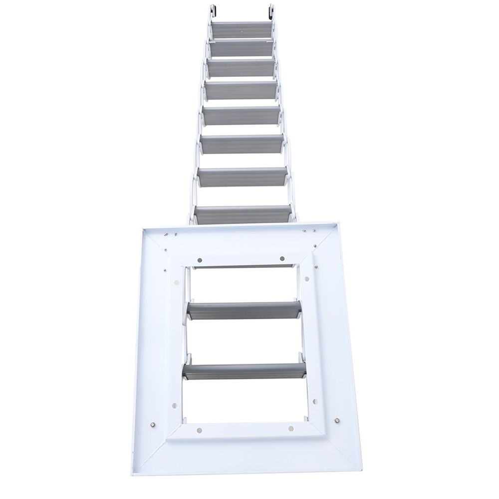 12 Step Wall Mounted Telescoping Loft Ladder Pull Down Folding Attic Stairs