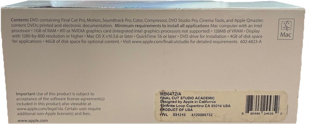 Final Cut Studio Academic Version Complete Box Set Mac Vintage Apple Collector