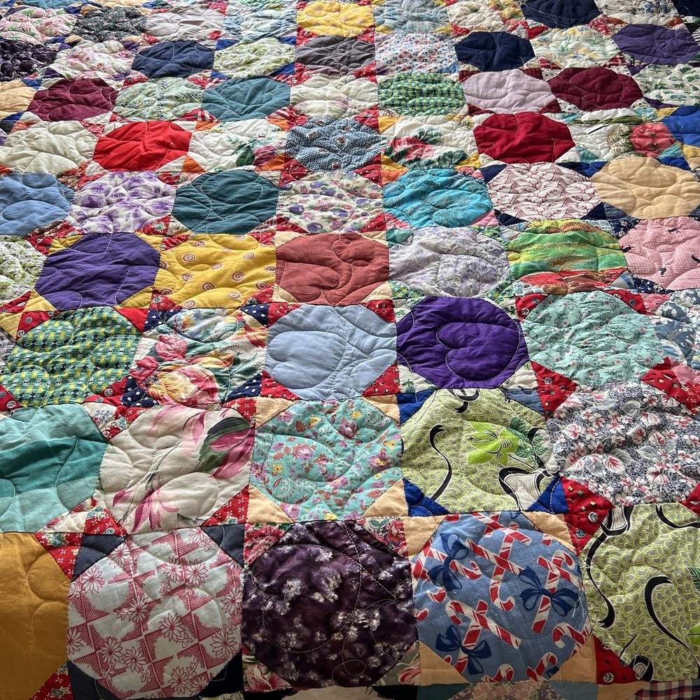 Vintage 1970’s Patchwork Quilt – Handmade – 85” x 75”