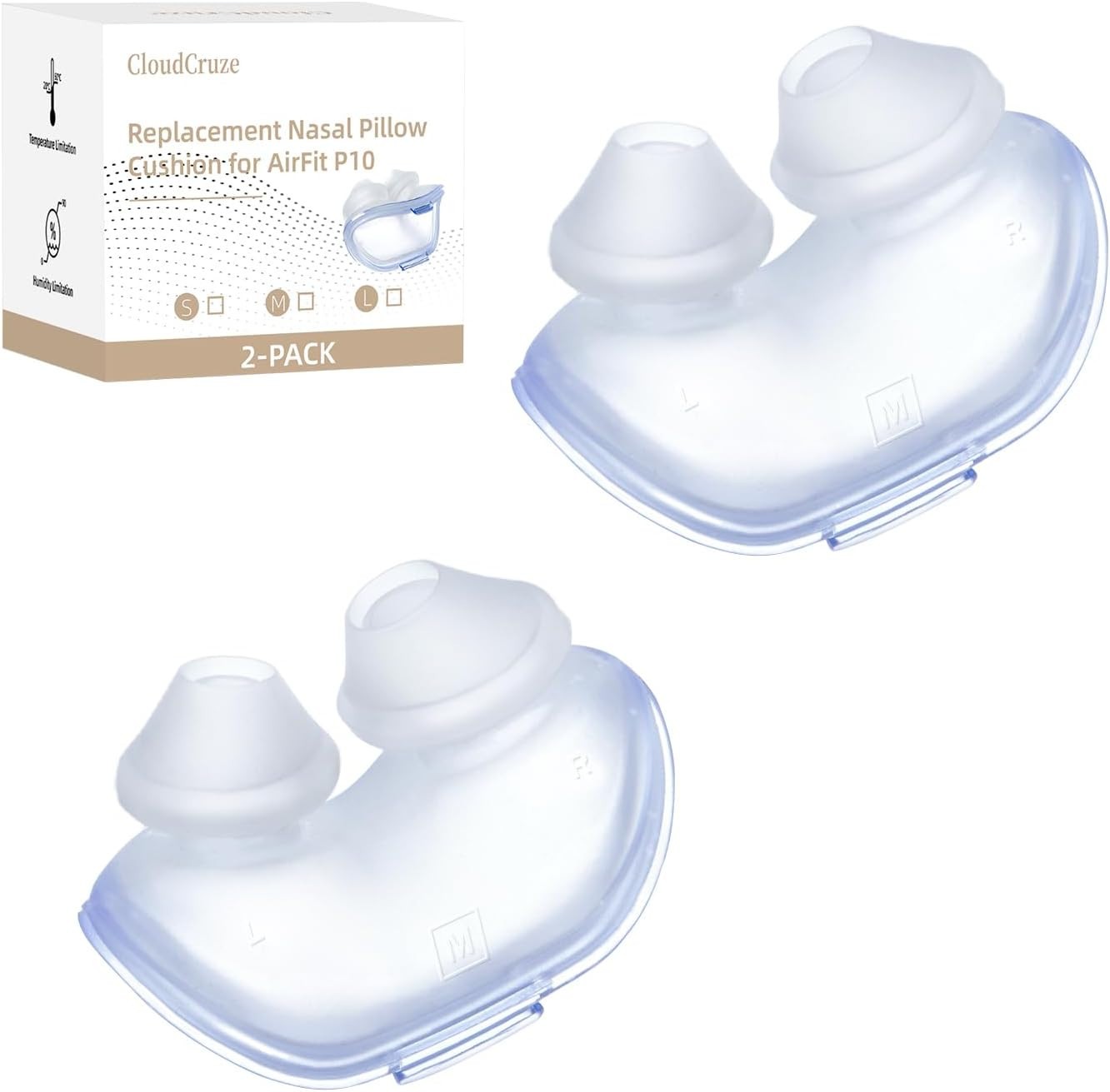 2 Pack Replacement Nasal Pillow Cushion for ResMed AirFit P10 size Medium