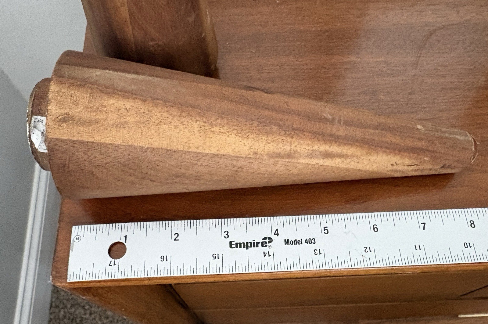 FOUR VINTAGE TEAK 8"Hx2.75"D MID CENTURY MODERN CONICAL DOWELLED FURNITURE LEGS