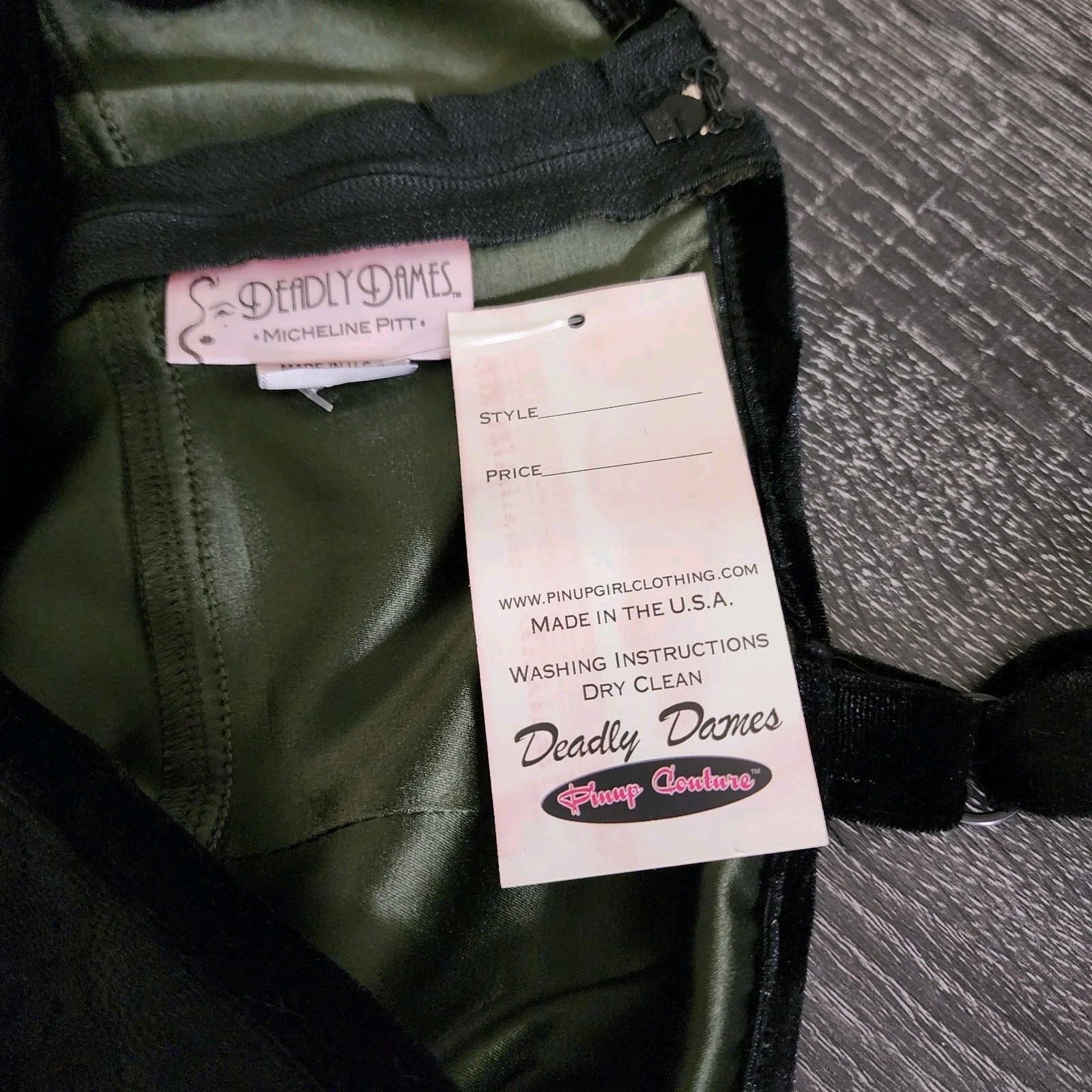 Pinup Girl Deadly Dames Courtesan satin wiggle dress with belt