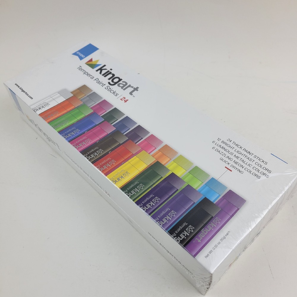 Kingart™ Studio Tempera Thick Paint Sticks Colors Quick Drying 24 Pcs