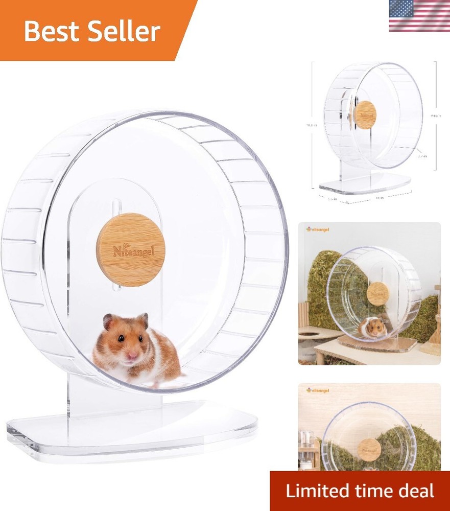 Whisper-Quiet Hamster Running Wheel with Wide Track, Adjustable Height - M Size