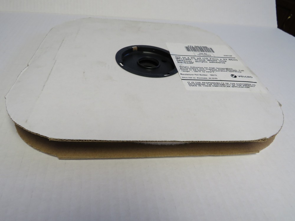 VELCRO (195773) HOOK-AND-LOOP FASTENER:ROLL,WHITE,LOOP, 1/2"WIDTH X 75 FT LENGTH