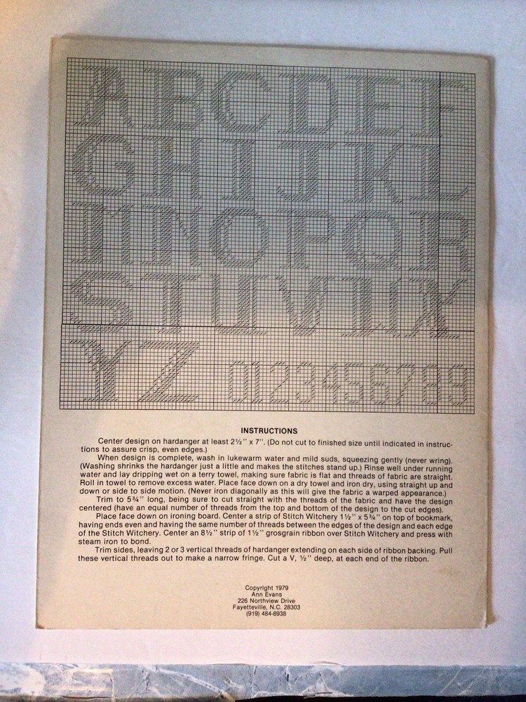 1979 Ann Evans Cross Stitch BOOKMARKS Booklet Leaflet