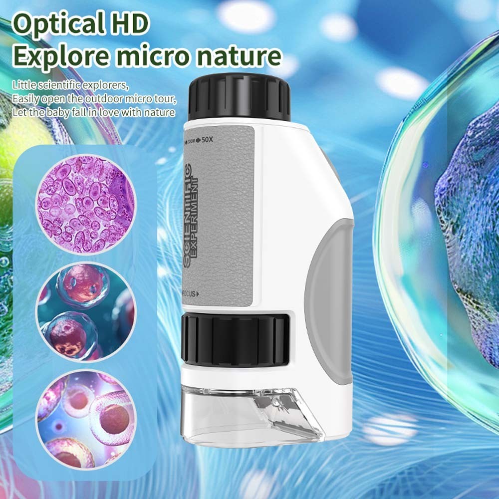 Children's Portable Mini 50x-300x Microscope Small Scientist Handheld Microscope