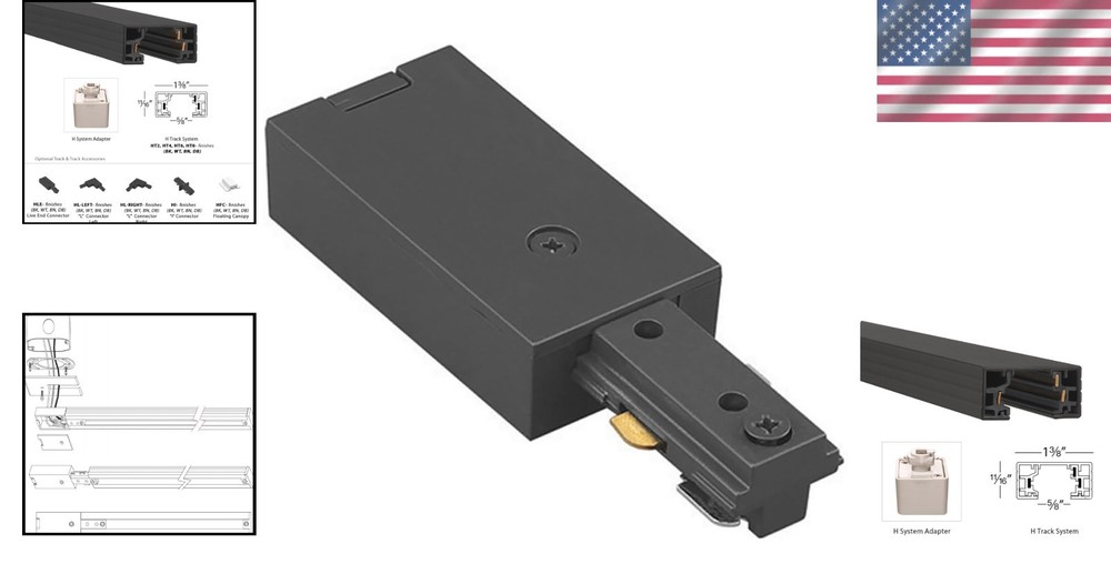 Customizable Black Live End Feed Connector for 120V Track Systems - Easy Install