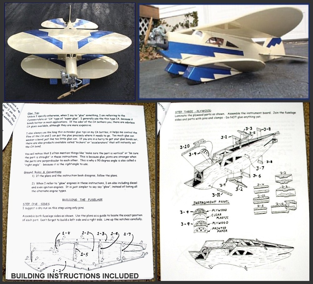 RC plans Full size Patterns + Building Instructions STAGGER BEE Span 29.5" & 25"