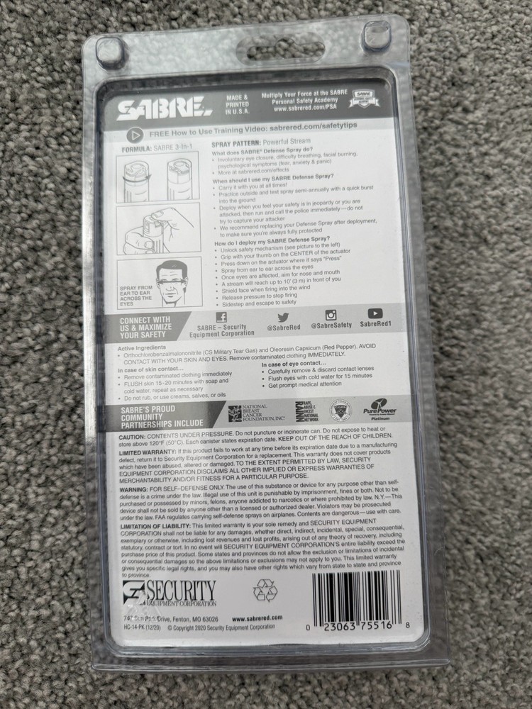 SABRE ADVANCED Pepper Spray Keychain with Quick Release – 3-in-1 Pepper Spray,