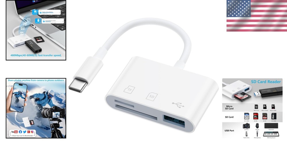 USB C Micro SD Card Reader Adapter for iPhone 17 Pro Max Air, 16, 16e, 16 Pro Ma