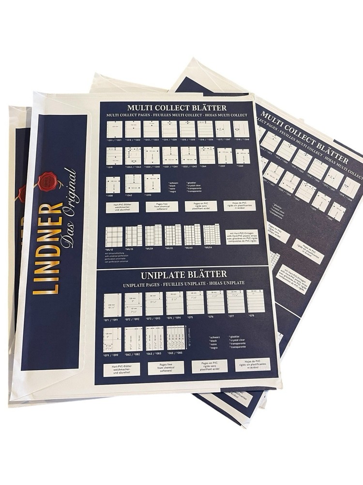 4 Sealed Packs - Lindner Uniplate 072 Black 2-Strip Pages - Made in Germany