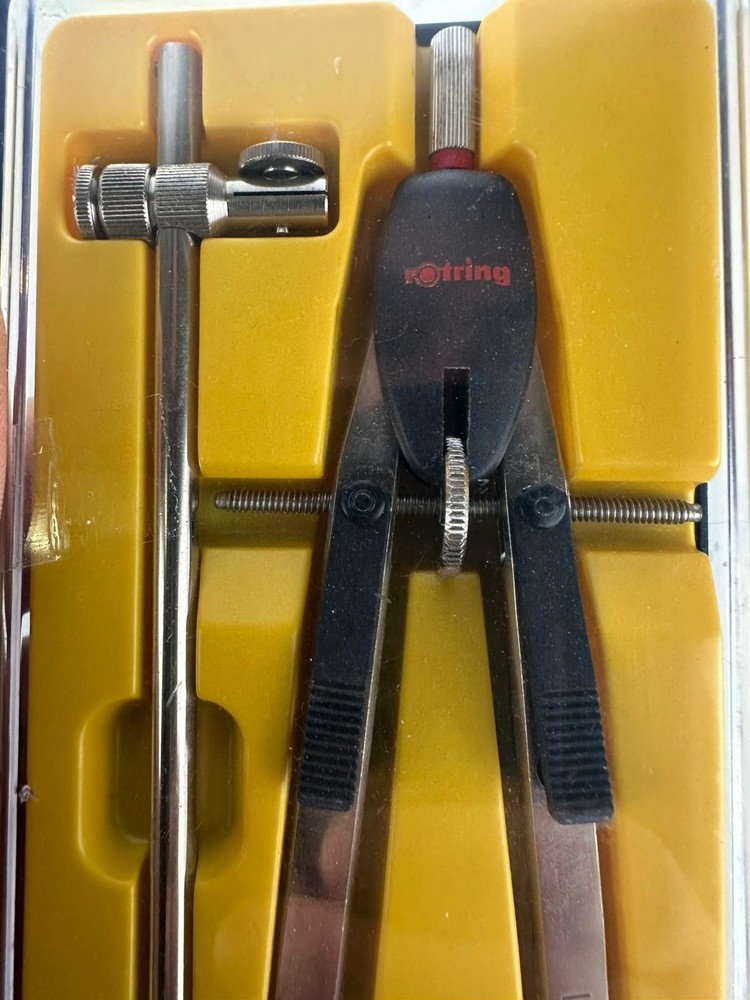 Precision Drafting Compass Set Rotring 530126 w/ Original Case Germany