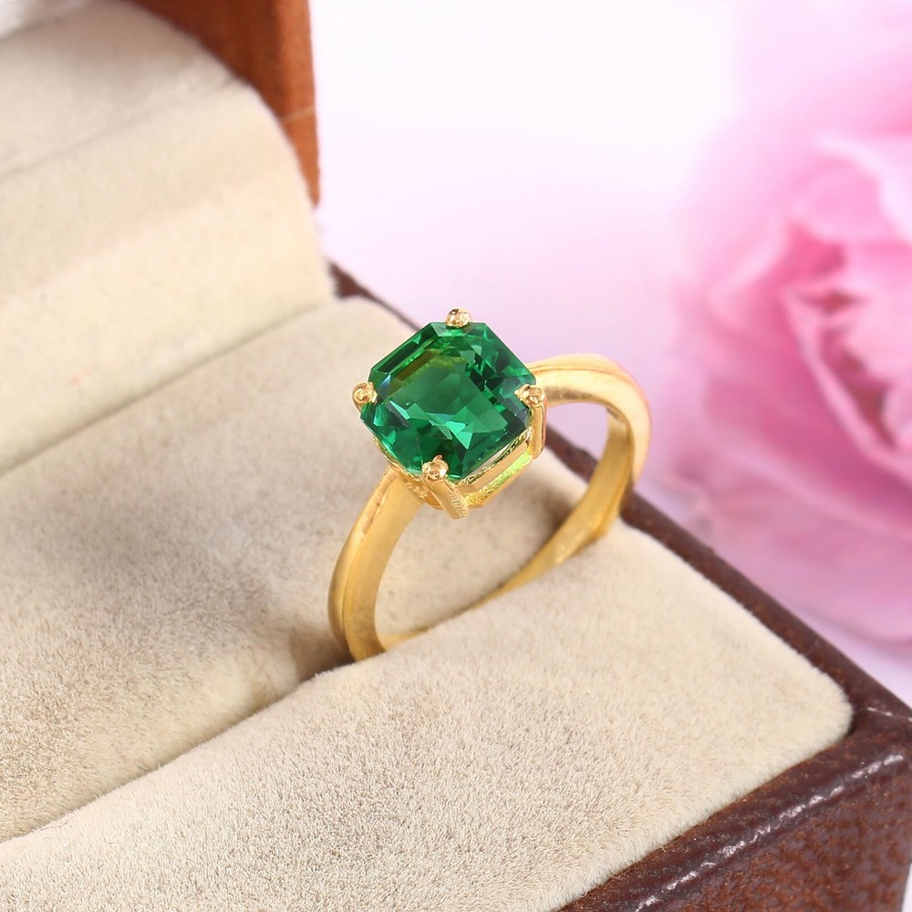 Green Emerald Ring Gemstone Ring Statement Ring Gift For Her Green Wedding Ring
