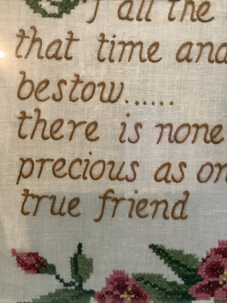 " TRUE FRIEND" 1980 NEEDLEPOINT FRAMED