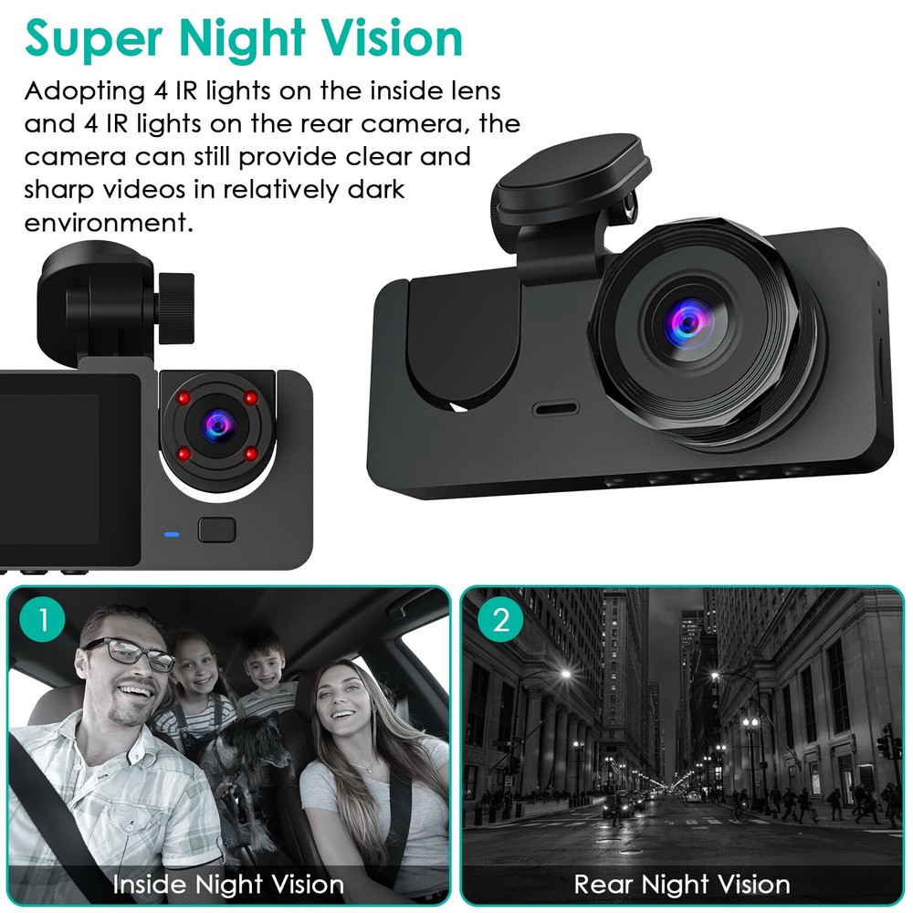 Multi-Channel Dash Cam W/ Coverage Plus 32G Card Sensor Motion Detection Parking