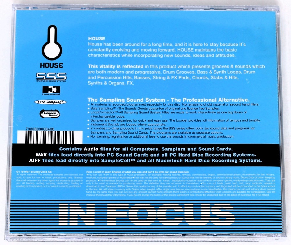 Sounds Good House Sampling Sound System Sample Library/Sampling CD 1997 SSS04
